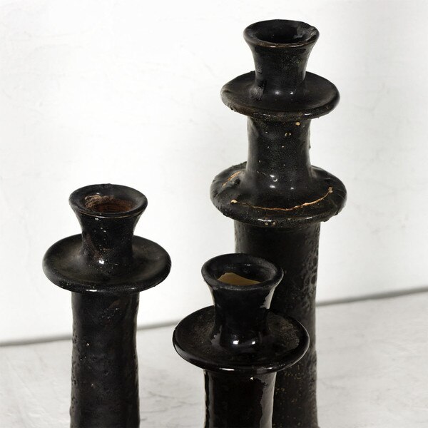 Black Pottery Candlestick